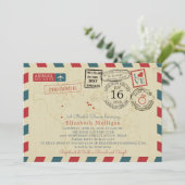 Invitation Paris France World Traveler Airmail Fête des marié (Debout devant)