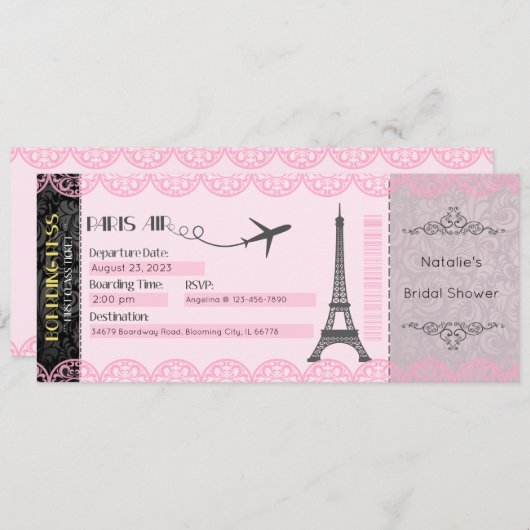 Invitation Paris, Invitation à thème Paris (Devant / Derrière)