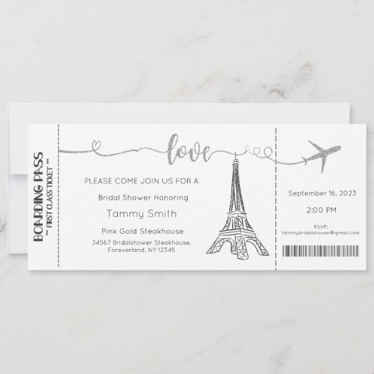 Invitation Paris, Invitation de la douche nuptiale (Devant)