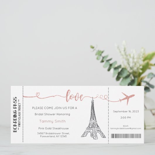 Invitation Paris, Invitation de la douche nuptiale (Debout devant)