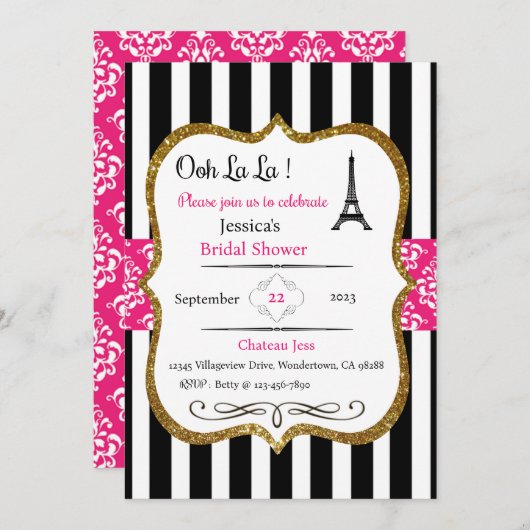 Invitation Paris, Invitation Thème Paris (Devant / Derrière)