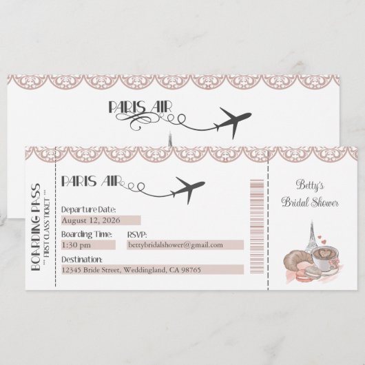 Invitation Paris, Invitation Thème Paris (Devant / Derrière)