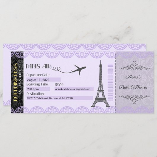 Invitation Paris, Invitation Thème Paris (Devant / Derrière)