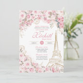 Invitation Paris Jardin Rose Fleuri Quinceanera rose (Debout devant)