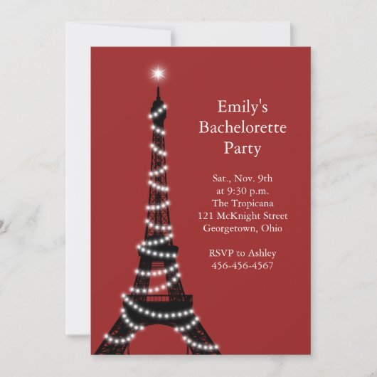 Invitation Paris Lights Bachelorette Party (Devant)
