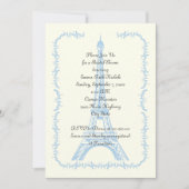 Invitation Paris mariage bleu Tour Eiffel douche nuptiale (Devant)