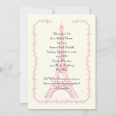Invitation Paris mariage rose Tour Eiffel douche nuptiale (Devant)