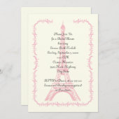 Invitation Paris mariage rose Tour Eiffel douche nuptiale (Devant / Derrière)
