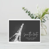 Invitation Paris Mariage Tour Eiffel Photo Enregistrer la dat (Debout devant)