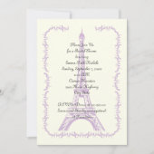 Invitation Paris mariage violet Tour Eiffel (Devant)