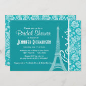 Invitation Paris ; Modèle bleu-vert Damask (Devant / Derrière)