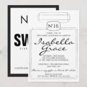 Invitation PARIS Noir & Blanc Thème SWEET SIXTEEN 16 FÊTE (Devant / Derrière)