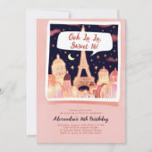 Invitation Paris Nuit Eiffel Comics Style Rose Chic Sweet 16 (Devant)