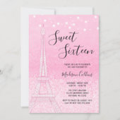 Invitation Paris Parties scintillant rose Lumière Sweet 16 (Devant)