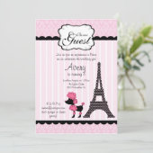 Invitation Paris Pink Poodle Tour Eiffle Tea Party (Debout devant)