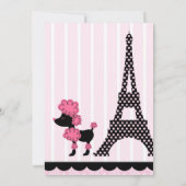 Invitation Paris Pink Poodle Tour Eiffle Tea Party (Dos)