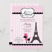 Invitation Paris Pink Poodle Tour Eiffle Tea Party (Devant / Derrière)