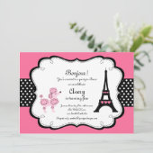 Invitation Paris Pink Poodle Tour Eiffle Tea Party (Debout devant)