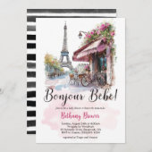 Invitation Paris pour Baby Shower Parisien (Devant / Derrière)