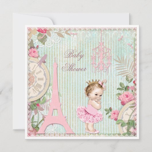 Invitation Paris Princesse dans le Baby shower chic Tutu (Devant)