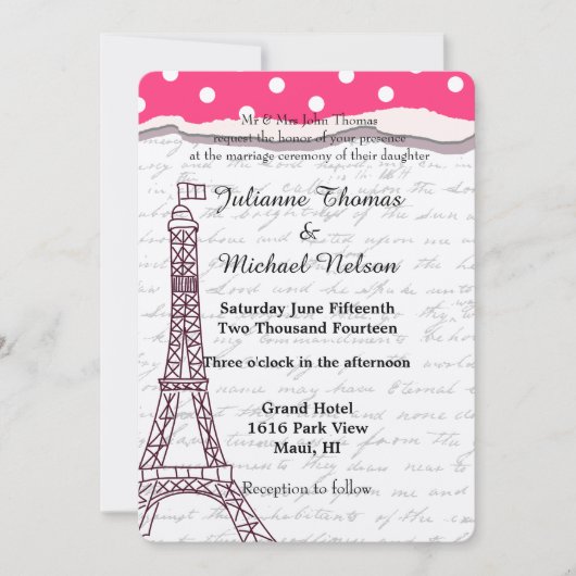 Invitation Paris Romance Mariage (Devant)