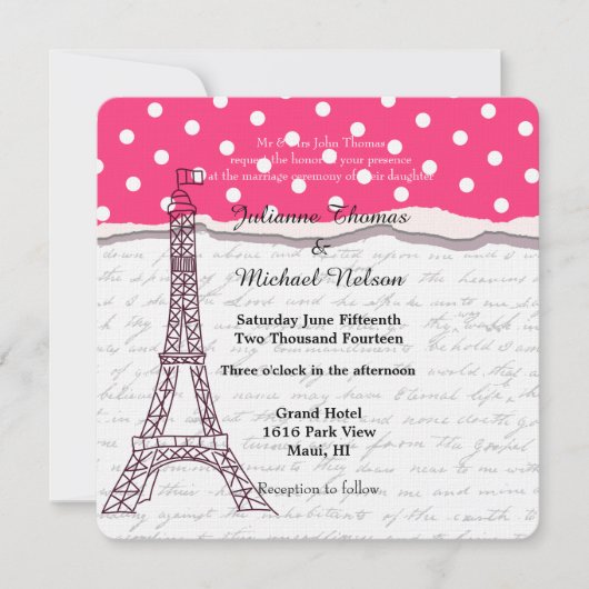 Invitation Paris Romance Mariage (Devant)