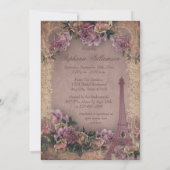 Invitation Paris romantique Fête des mariées de dentelle Vint (Dos)