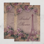 Invitation Paris romantique Fête des mariées de dentelle Vint (Devant / Derrière)