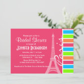 Invitation Paris rose ; Retro Neon Rainbow (Debout devant)