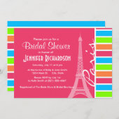 Invitation Paris rose ; Retro Neon Rainbow (Devant / Derrière)