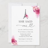 Invitation Paris She Said Oui Tour Eiffel Fête des mariées (Devant)