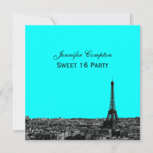 Invitation Paris Skyline Etched do-it-yourself BG Color SQ Sw