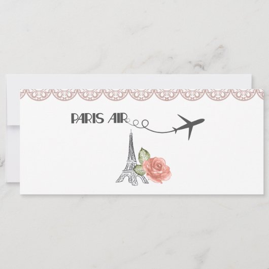 Invitation Paris, Soirée Thème Paris, Mariage, Béb (Dos)