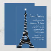 Invitation Paris Sweet 16 en bleu (Devant / Derrière)