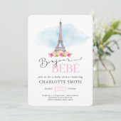Invitation Paris Thème Bonjour Bébé Baby shower (Debout devant)