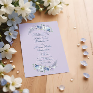 Invitation Paris Tour Eiffel Aquarelle Florale Lilac Mariage