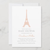 Invitation Paris Tour Eiffel Baby shower fille rose (Devant)