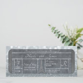 Invitation Paris Tour Eiffel Billet Pailleté Argent Mariage (Debout devant)