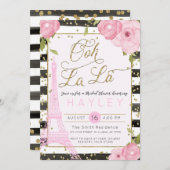 Invitation Paris Tour Eiffel Black Gold Fête des mariées Invi (Devant / Derrière)