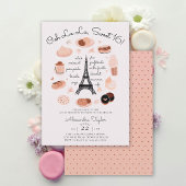 Invitation Paris Tour Eiffel Desserts Rose Blush Sweet 16