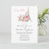 Invitation Paris Tour Eiffel Fête des mariées rose Peony (Debout devant)