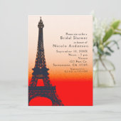 Invitation Paris Tour Eiffel Orange coucher de soleil Chic In (Debout devant)