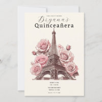 Paris Tour Eiffel & Roses Roses Quinceañera