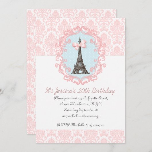 Invitation Paris Vintage (Devant / Derrière)