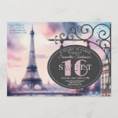 Invitation Paris Vintage Eiffel Tower Sweet 16 Birthday  (Devant)