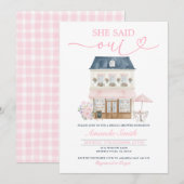 Invitation Parisian Cafe Afternoon She Said Oui Bridal Shower (Devant / Derrière)