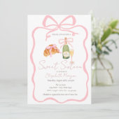 Invitation Parisian Croissant Pink Bow Champagne Sweet 16 (Debout devant)