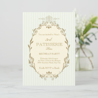 Invitation Parisian Patisserie French Vintage Style Birthday