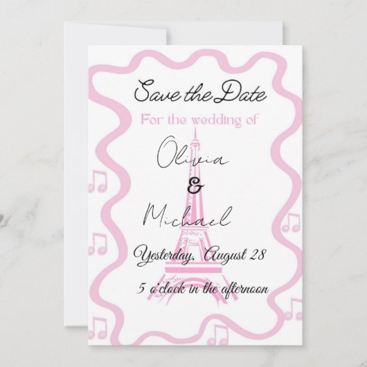 Invitation Parisian style with the tower wedding (Devant)