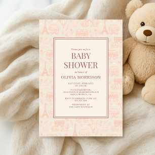 Invitation Parisien Français Paris Toile Baby Shower